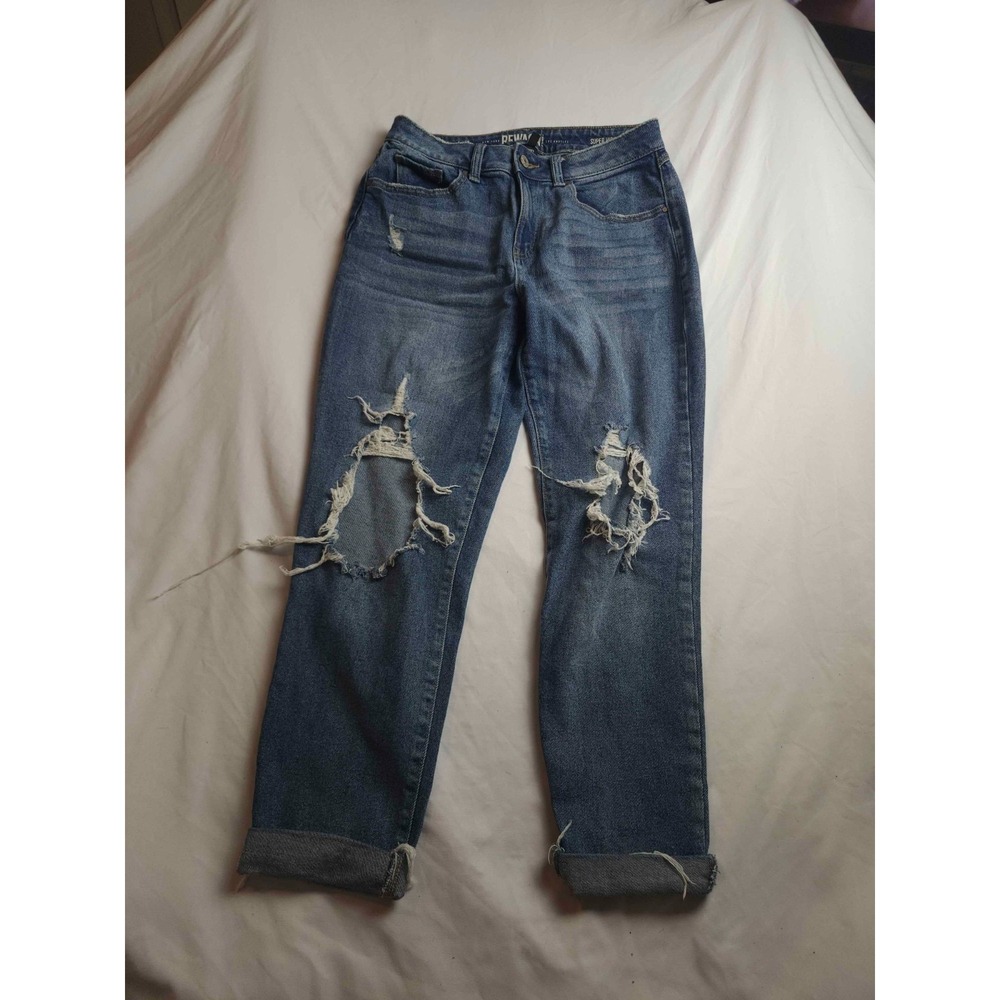 Rewash Jeans Womens 7/28 Blue Distressed Raw Hem Edgy Chic Grunge Streetwear Y2K